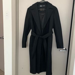Zara Long Belted Wool Blend Coat
